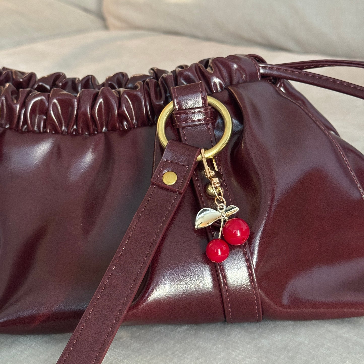 Cherry Gold Bag Charm
