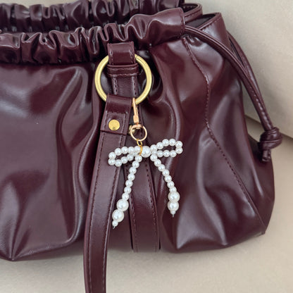 Pearl Bow Gold Bag Charm