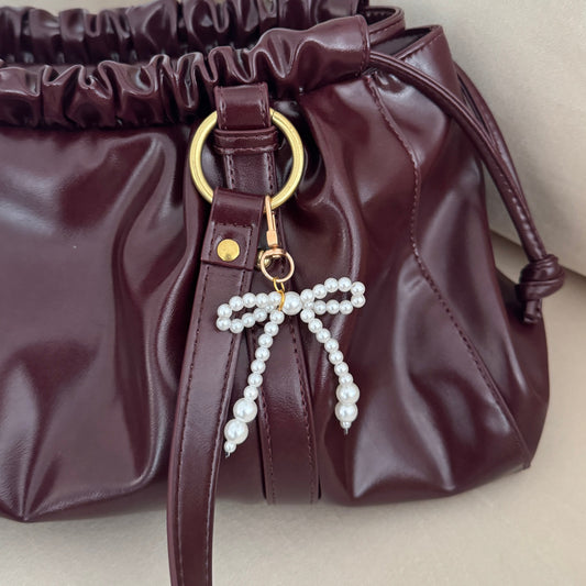 Pearl Bow Gold Bag Charm